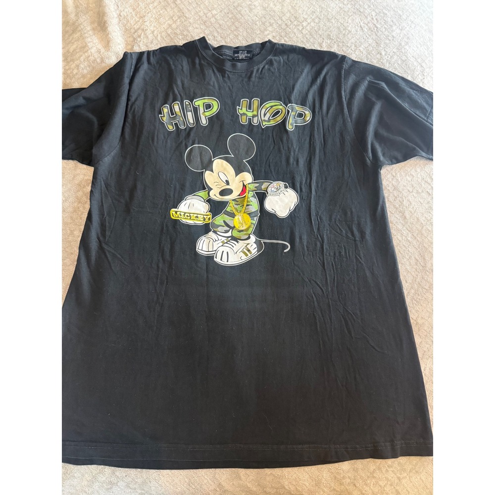 Vintage Era Disney Mickey Mouse Hip Hop Camo Graphic T-Shirt Mens Black XL